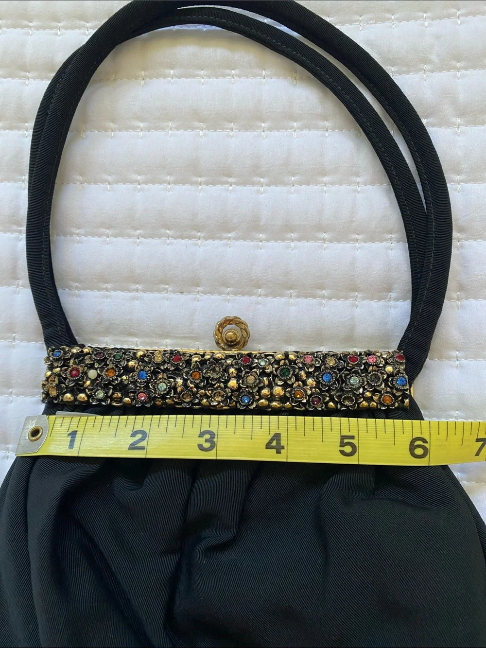 Vintage Elegant Black Evening Handbag with Jeweled Frame Guild Creations